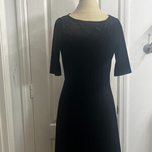 Lands' End Black Stretch Velvet Dress Sz S